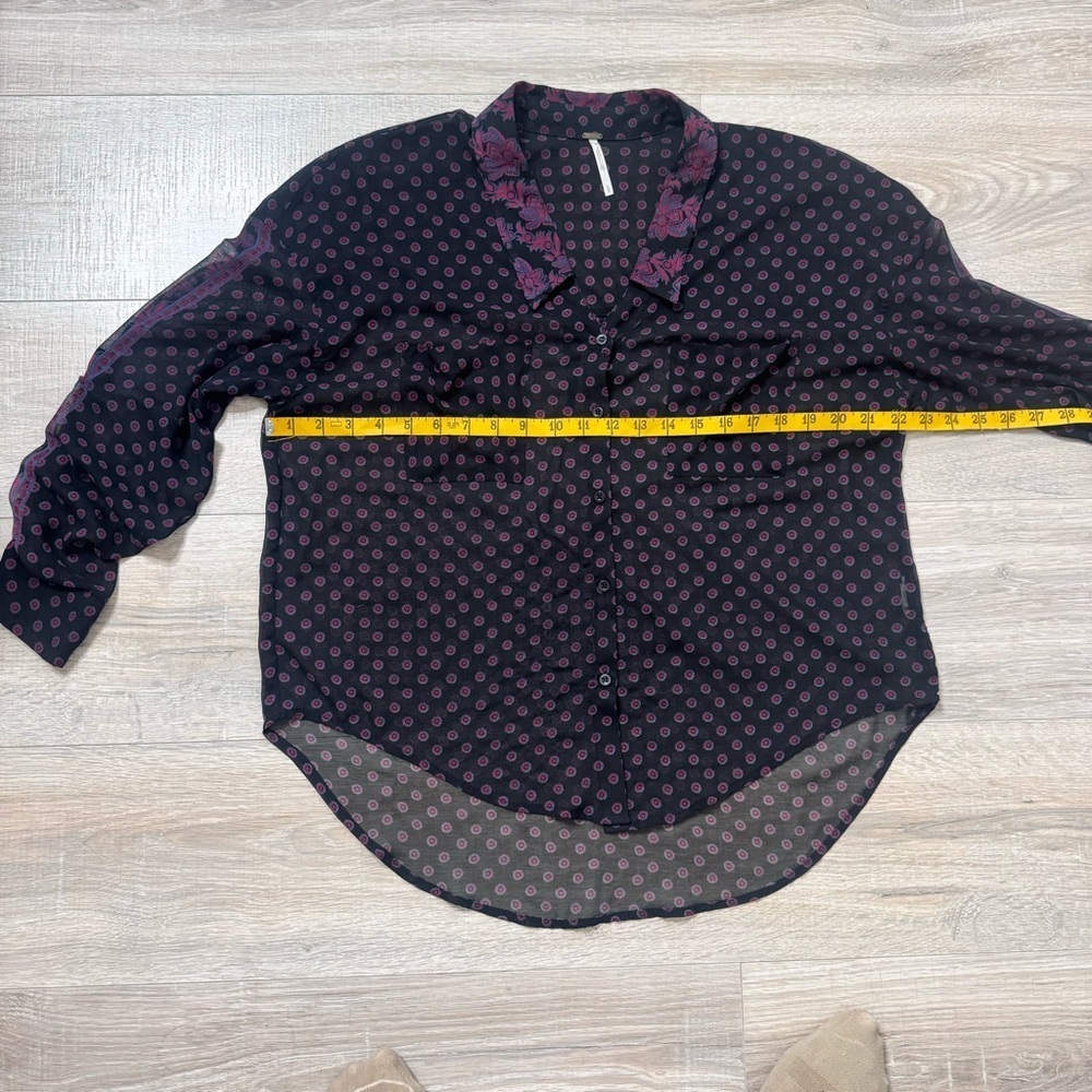 Free People Purple Black Easy Rider Floral
Paisley Button Up Blouse Size Small - Picture 8 of 16